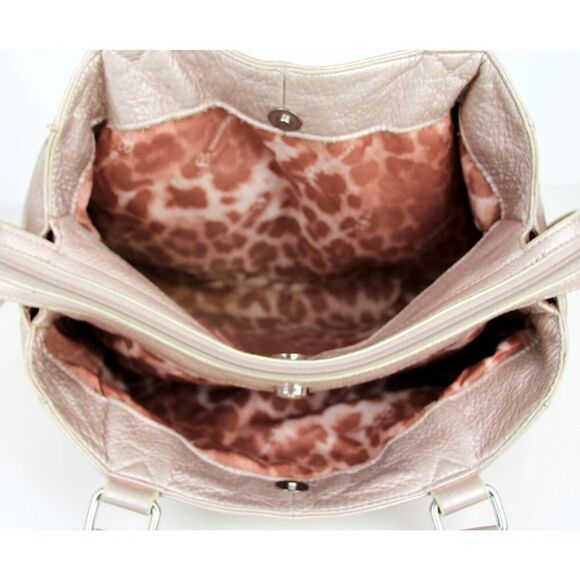 ROOMY B. Makowsky ANTIQUE GOLD GENUINE LEATHER TOTE SHOULDER BAG HANDBAG PURSE - Picture 8 of 16